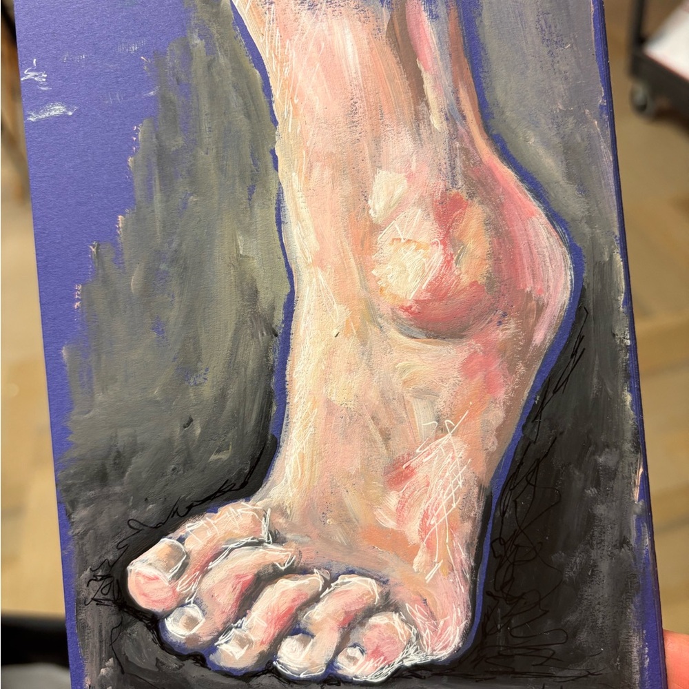 Abstract Foot Painting on Canvas